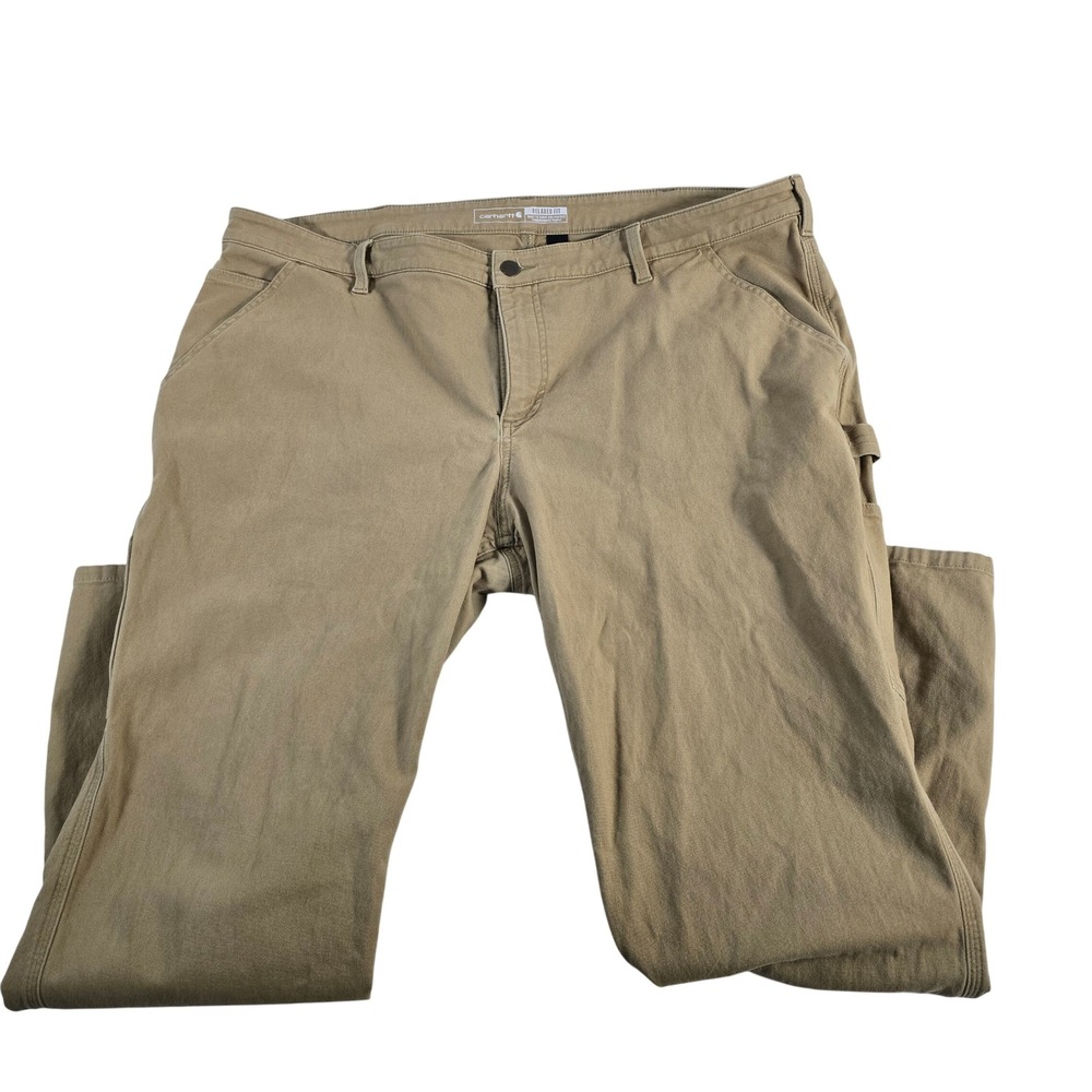 Carhartt BN5113W Rugged Flex Relaxed Fit Canvas Work Pants Khaki Women's 20 Reg